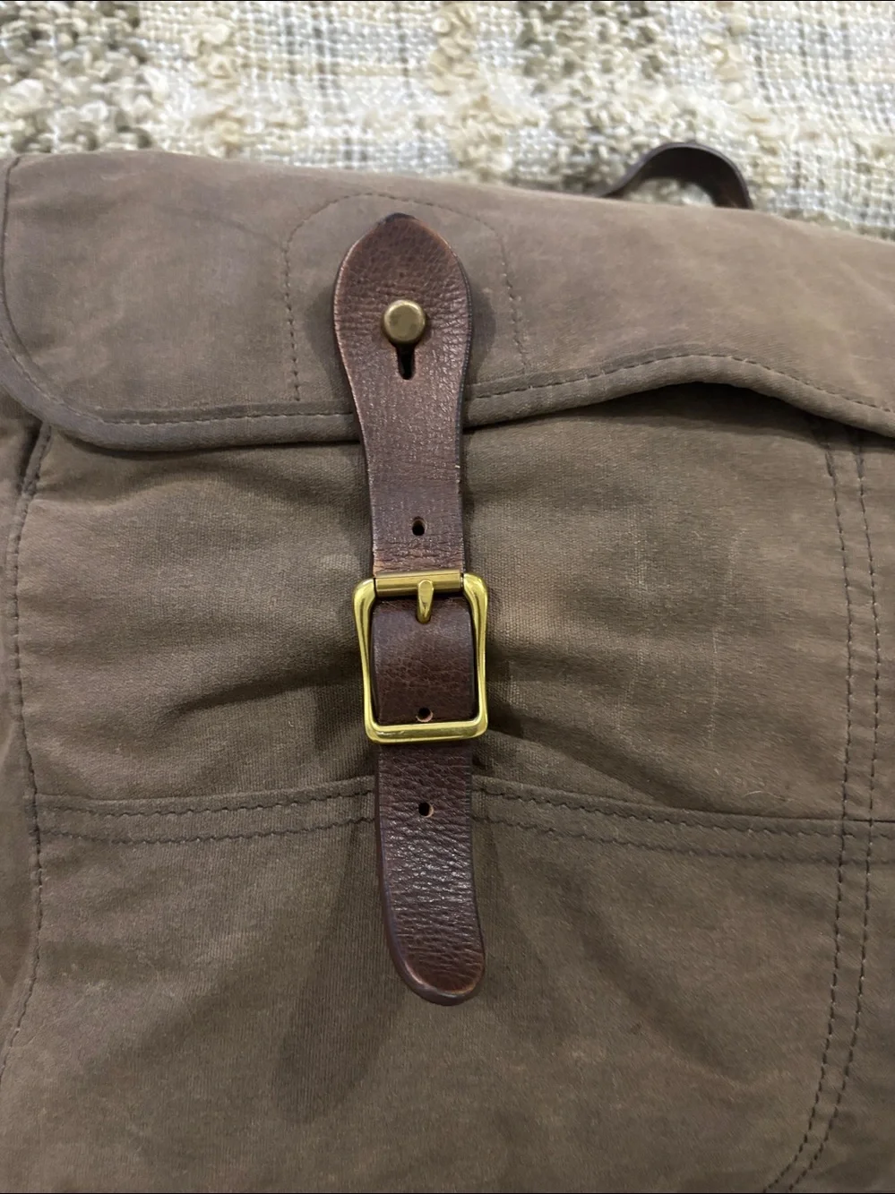J. CREW MENS ABINGDON BRIEFCASE MESSENGER LAPTOP BAG BROWN KHAKI LEATHER